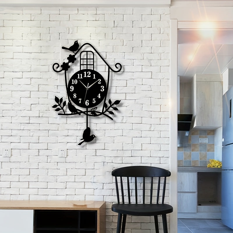 Horloge murale en acrylique, irrégulière, esprit nordique, mise en situation