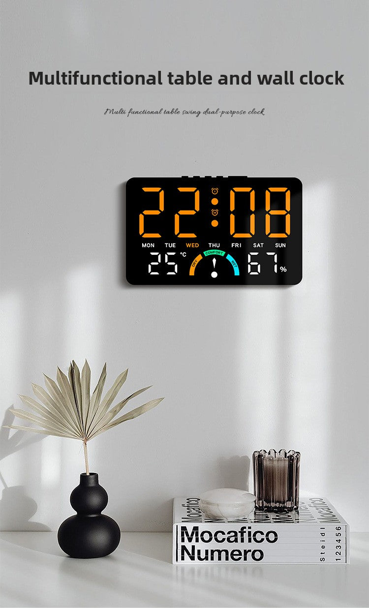 Horloge murale en plastique, carrée, affichage LED — détail de la matière : plastique