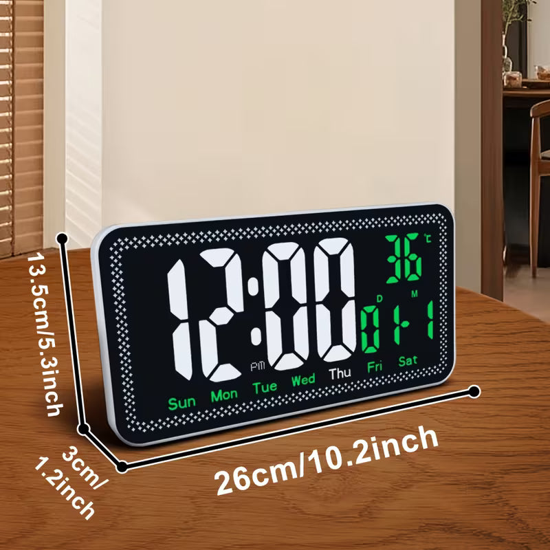 Horloge murale numérique LED à cadre blanc et halo coloré