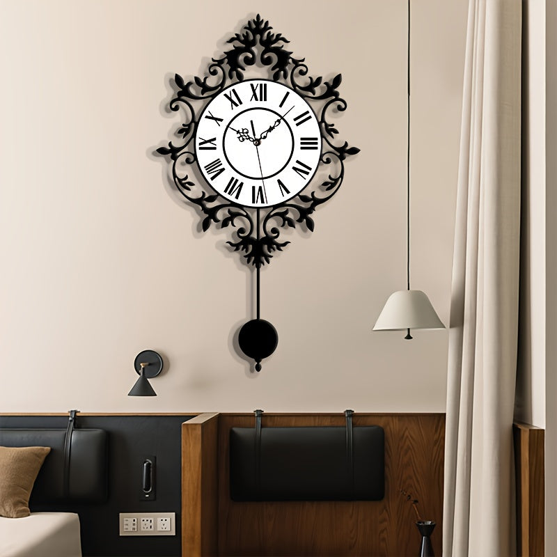 Horloge murale en acrylique, irrégulière, allure rétro, gros plan