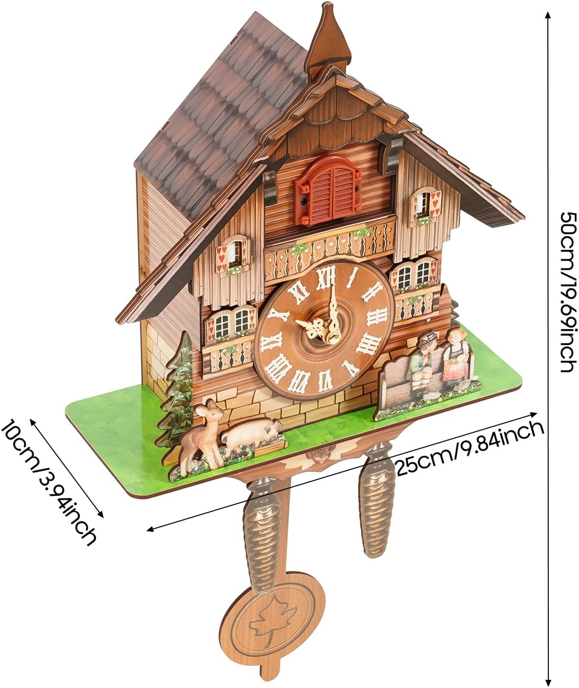 Horloge murale coucou chalet alpin aux figurines peintes