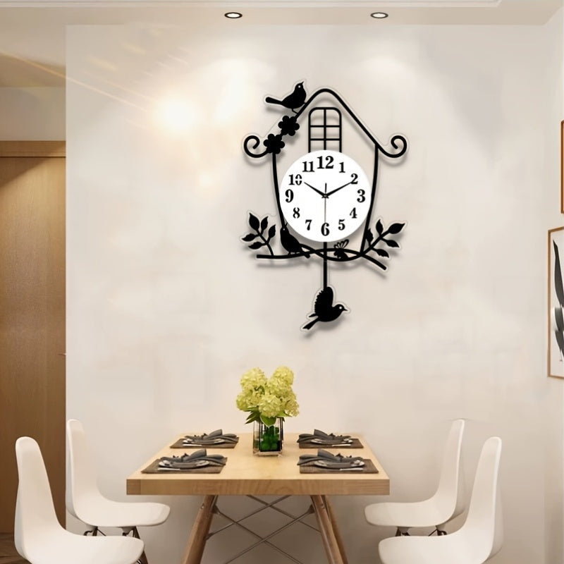Horloge murale en acrylique, irrégulière, esprit nordique, vue d'ensemble
