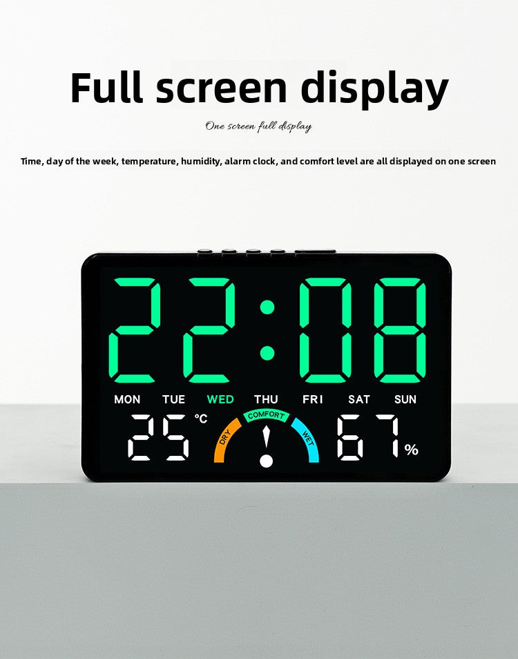 Horloge murale en plastique, carrée, affichage LED, vue de dos