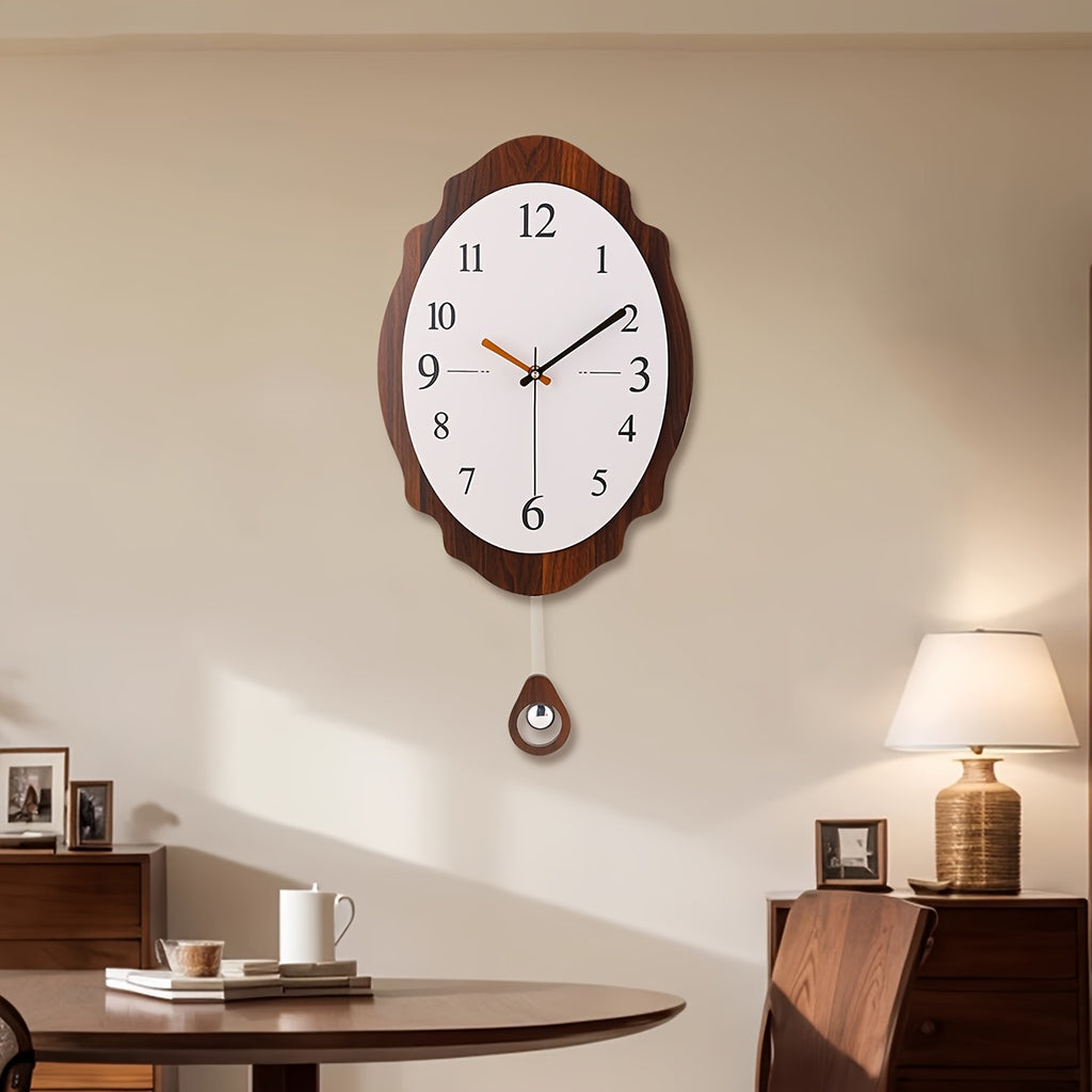 Horloge murale en bois, ovale, silencieuse, sans tic-tac, visuel produit