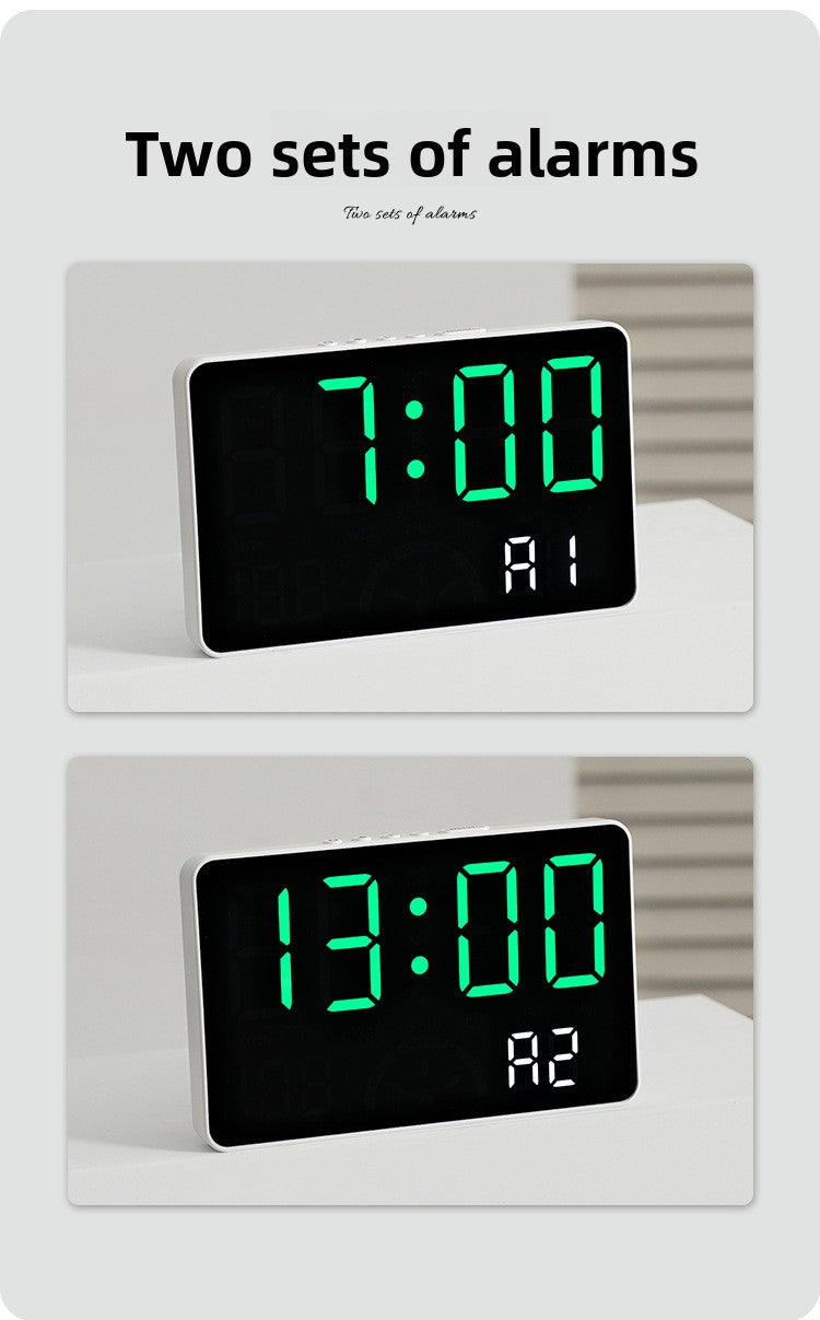 Horloge murale en plastique, carrée, affichage LED, vue d'ensemble