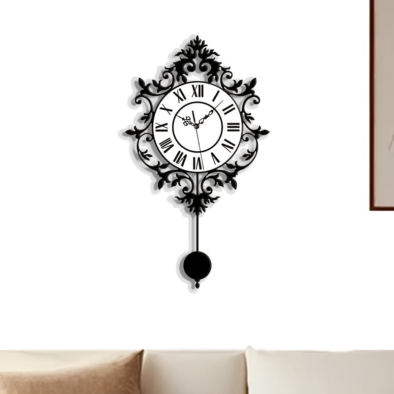 Horloge murale en acrylique, irrégulière, allure rétro, vue de dos