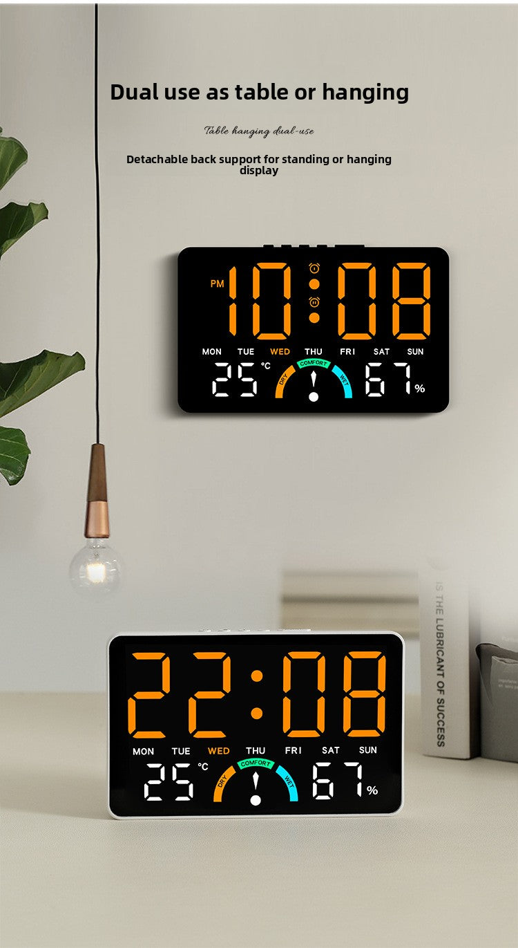 Horloge murale en plastique, carrée, affichage LED, détail de la finition