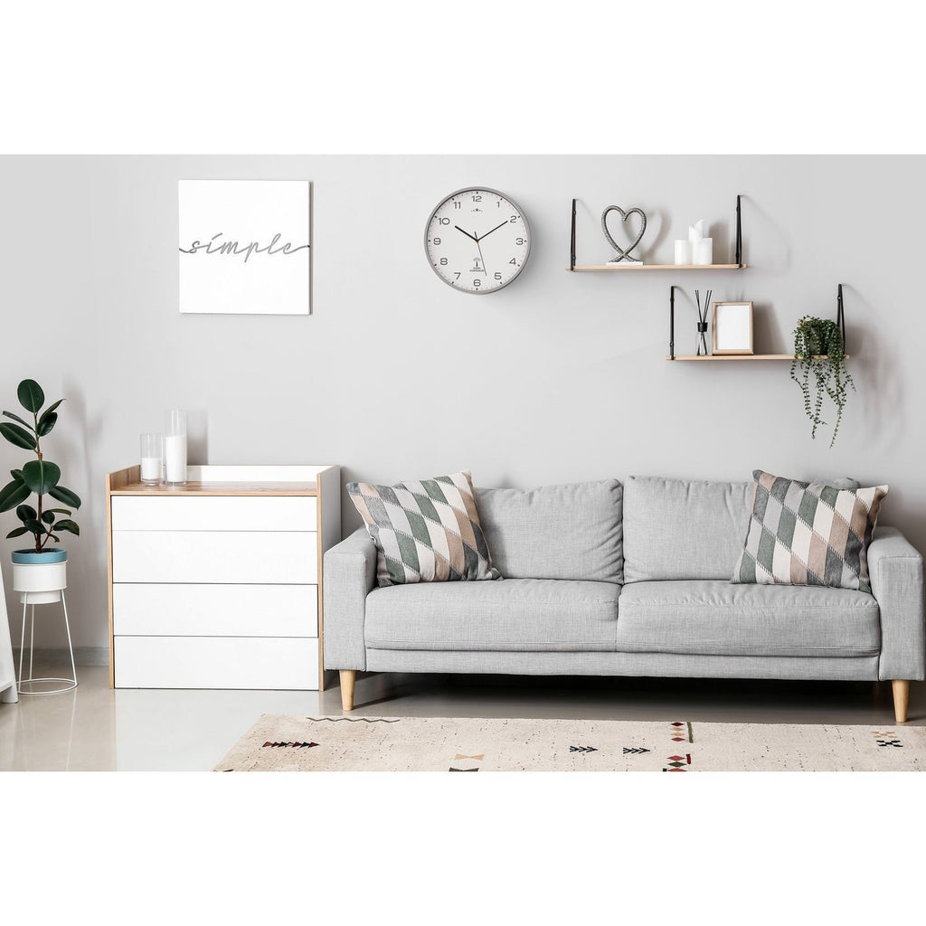 Horloge murale 31 cm annoncée sans tic-tac, cerclage argenté