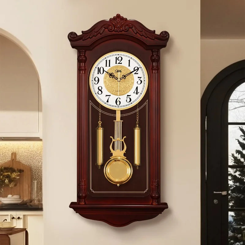 Horloge murale de style ancien 29 x 63 cm, balancier et poids