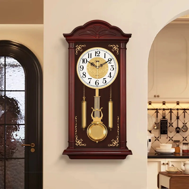 Horloge murale de style ancien 29 x 63 cm, balancier et poids