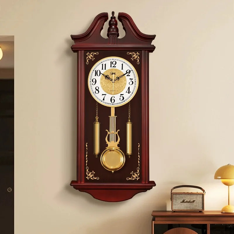 Horloge murale de style ancien 29 x 63 cm, balancier et poids
