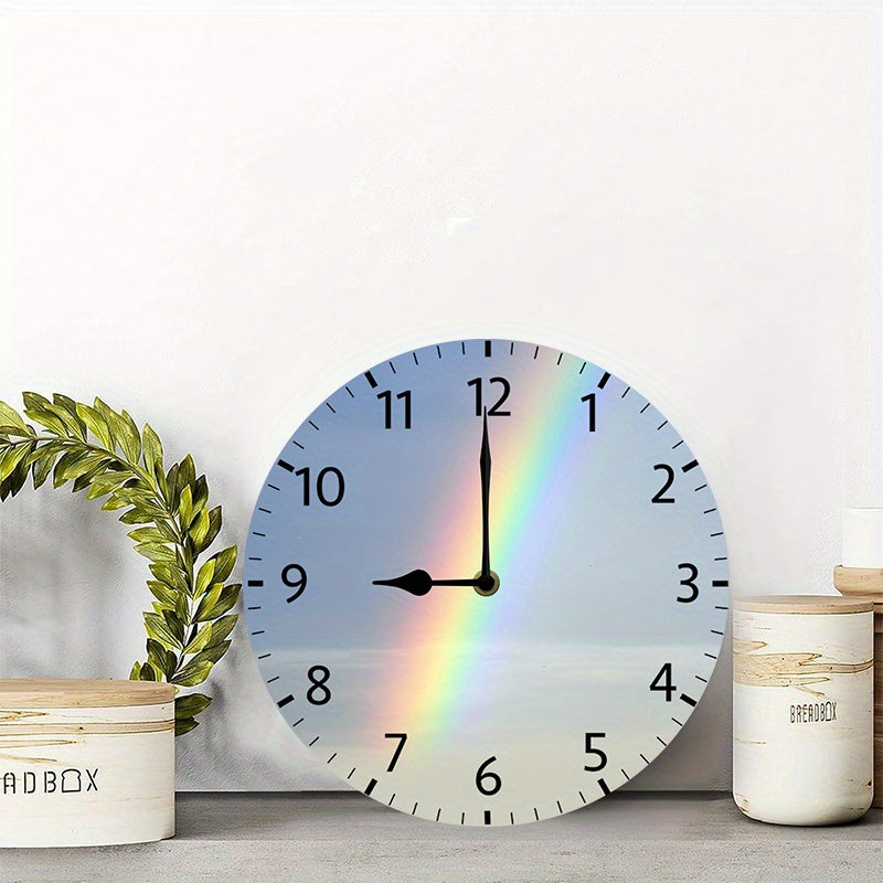 Horloge murale arc-en-ciel de 25 cm au cadran ciel imprimé