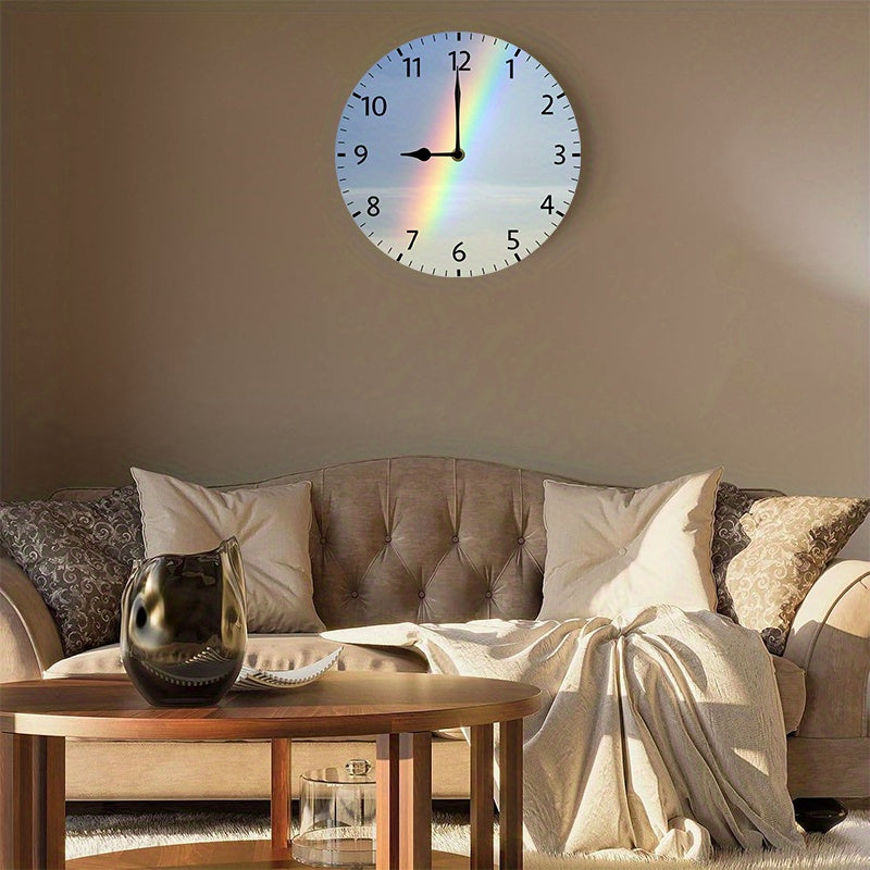Horloge murale arc-en-ciel de 25 cm au cadran ciel imprimé
