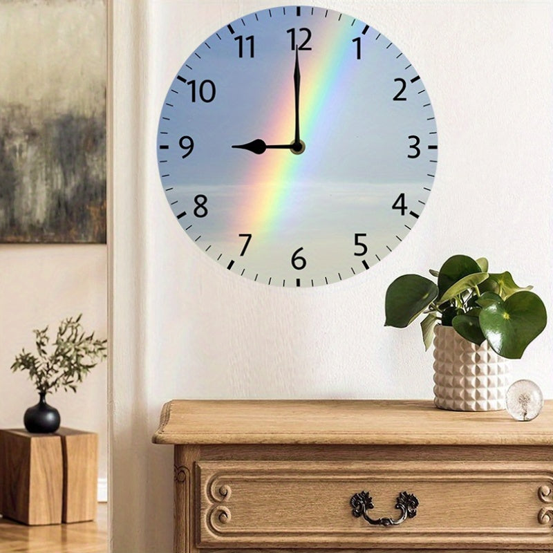 Horloge murale arc-en-ciel de 25 cm au cadran ciel imprimé