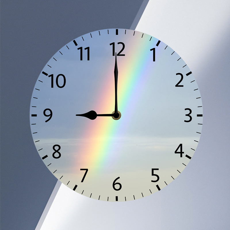 Horloge murale arc-en-ciel de 25 cm au cadran ciel imprimé