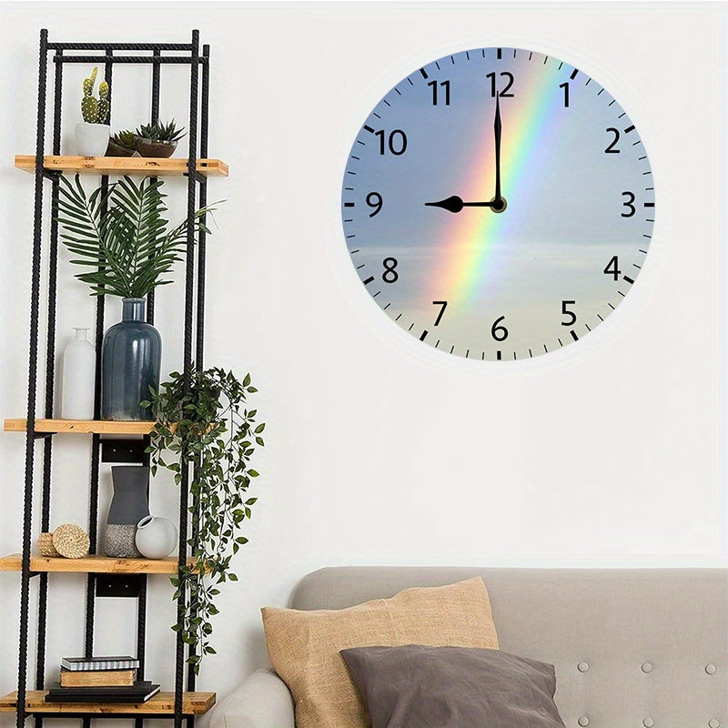 Horloge murale arc-en-ciel de 25 cm au cadran ciel imprimé