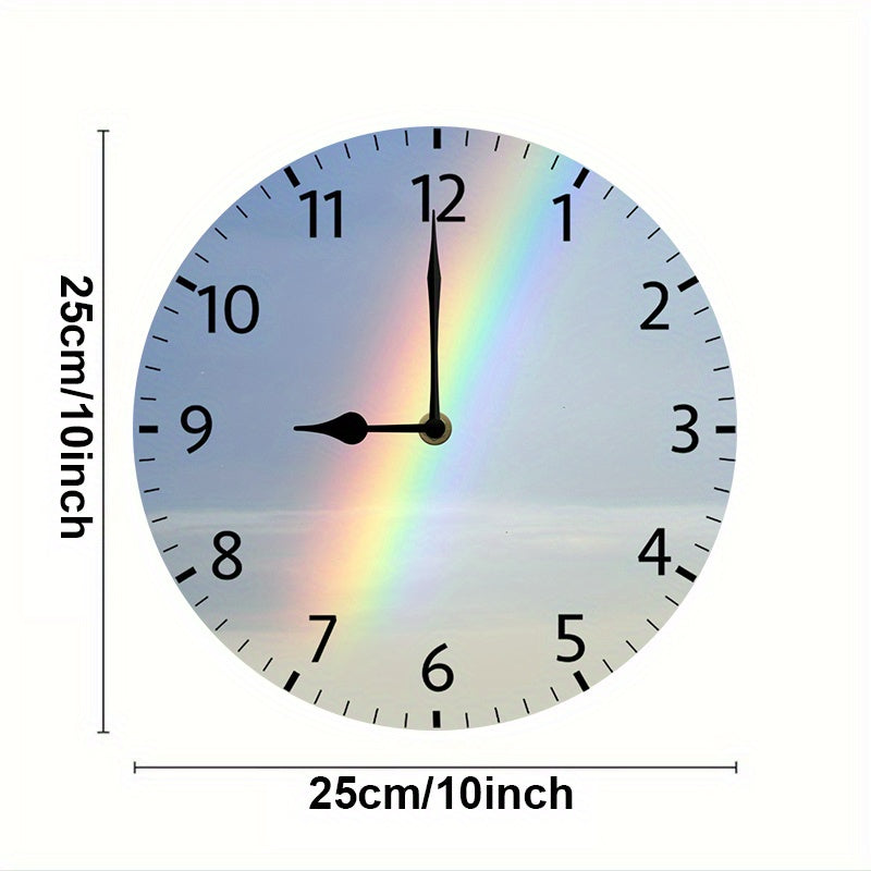 Horloge murale arc-en-ciel de 25 cm au cadran ciel imprimé