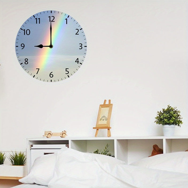 Horloge murale arc-en-ciel de 25 cm au cadran ciel imprimé