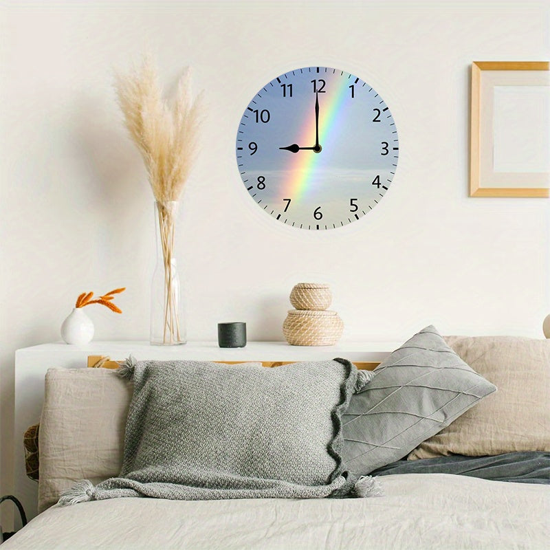 Horloge murale arc-en-ciel de 25 cm au cadran ciel imprimé