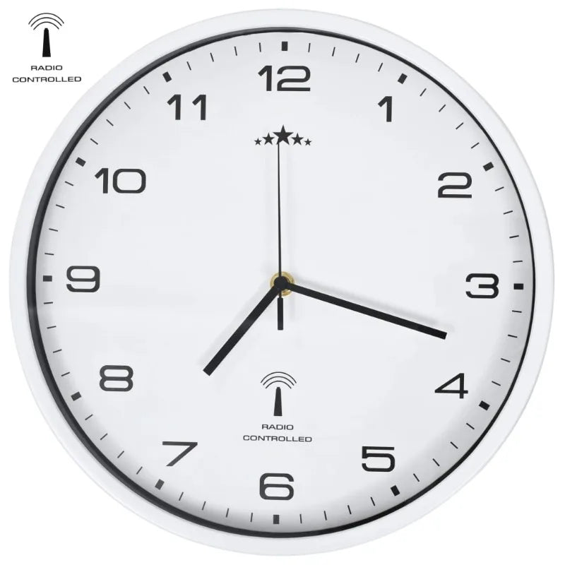 Horloge murale entièrement blanc laqué 31 cm, radio-pilotée