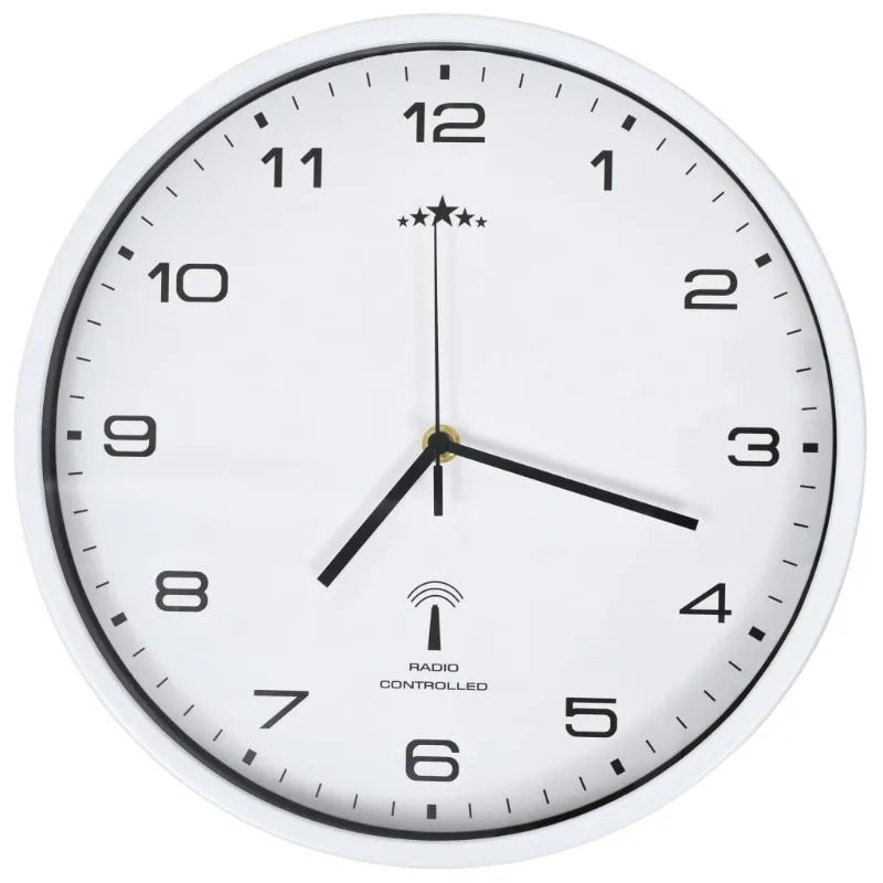 Horloge murale entièrement blanc laqué 31 cm, radio-pilotée