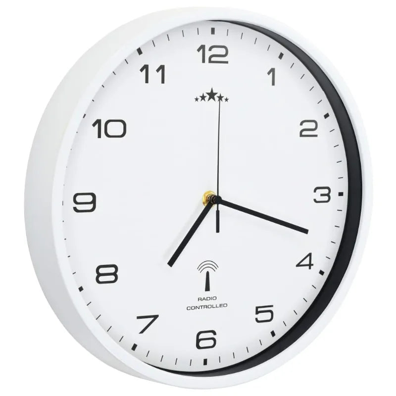 Horloge murale entièrement blanc laqué 31 cm, radio-pilotée