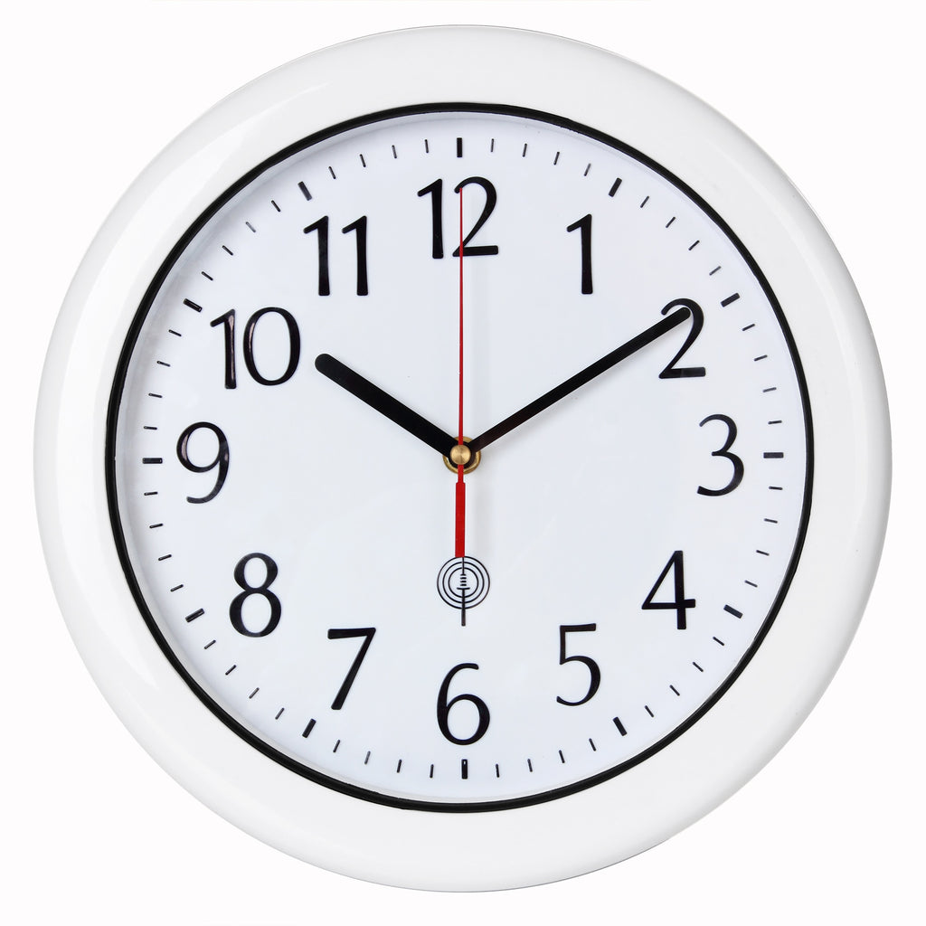 Horloge murale blanche 30 cm, mise à l'heure radio-pilotée