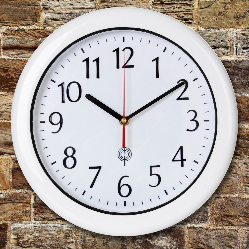 Horloge murale blanche 30 cm, mise à l'heure radio-pilotée