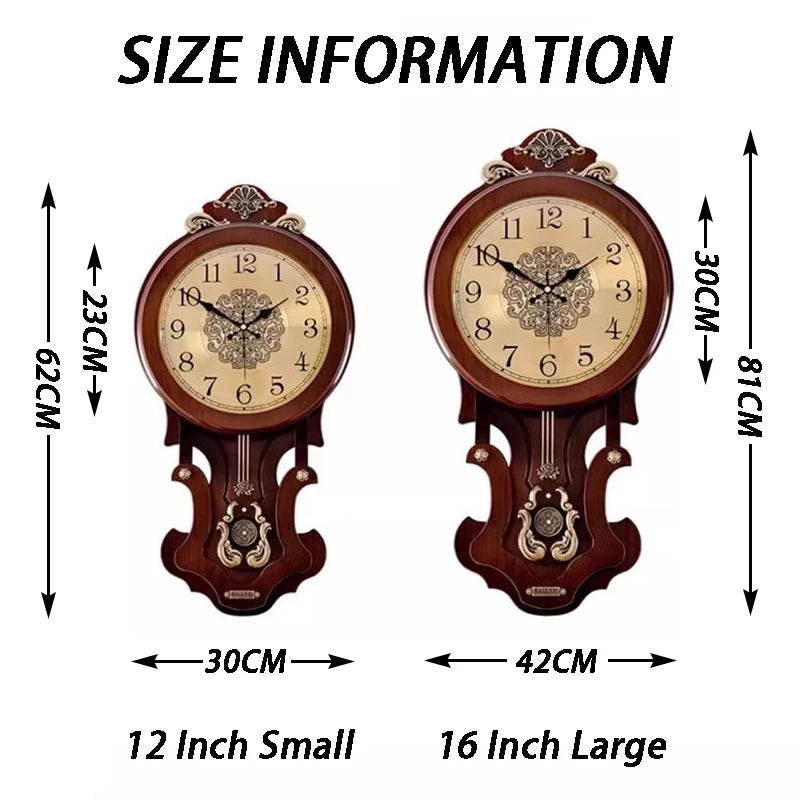 Horloge murale en bois à balancier, 62 ou 81 cm de haut