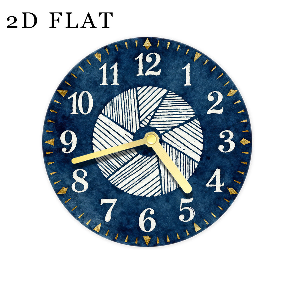 Horloge murale en bois bleu foncé à rayures géométriques