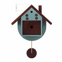 Horloge murale en bois maison à balancier, bleu ou crème