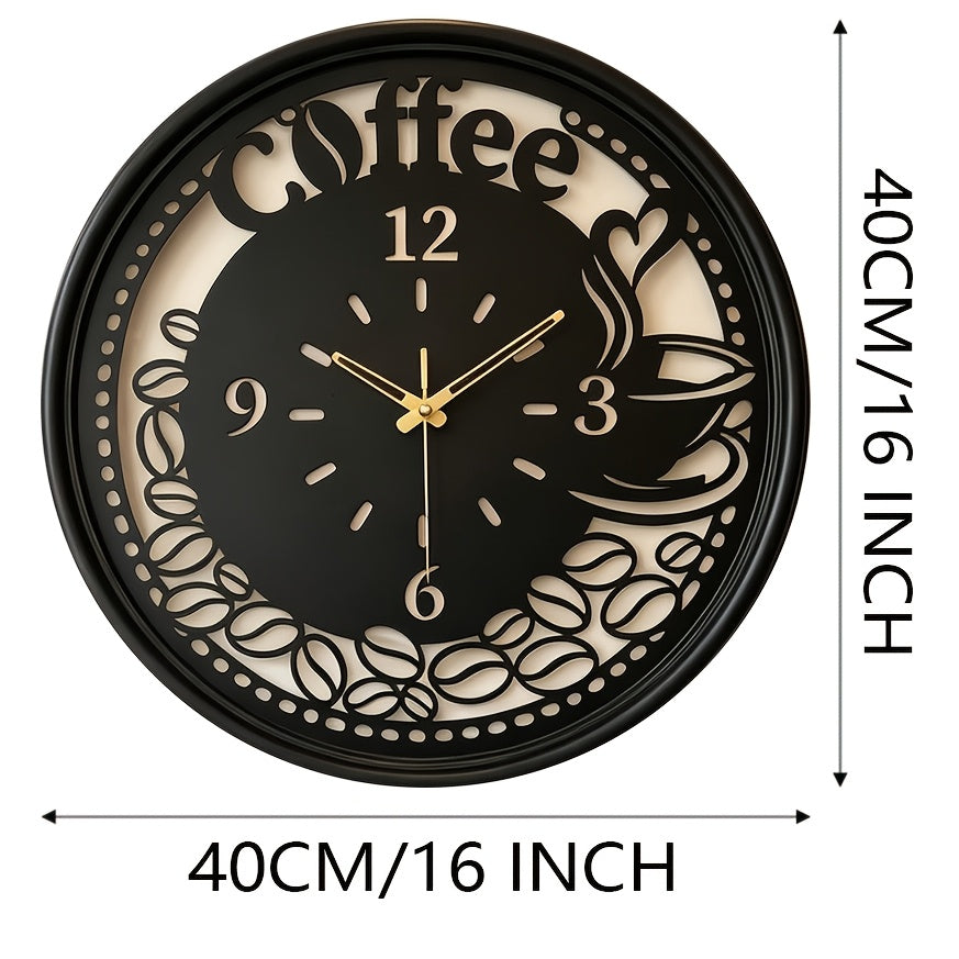 Horloge murale café en métal ajouré 40 cm, noir ou doré
