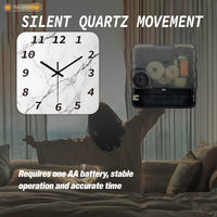 Horloge murale carrée 41 cm au décor marbre blanc veiné