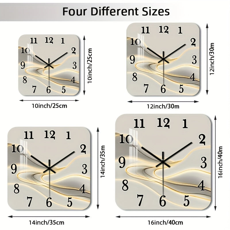 Horloge murale carrée ivoire aux volutes dorées, 4 formats