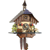 Horloge murale à coucou 25x33 cm, chalet à clocheton peint
