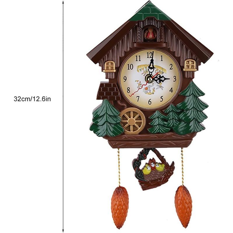 Horloge murale à coucou 32 cm, chalet et nid d'oisillons