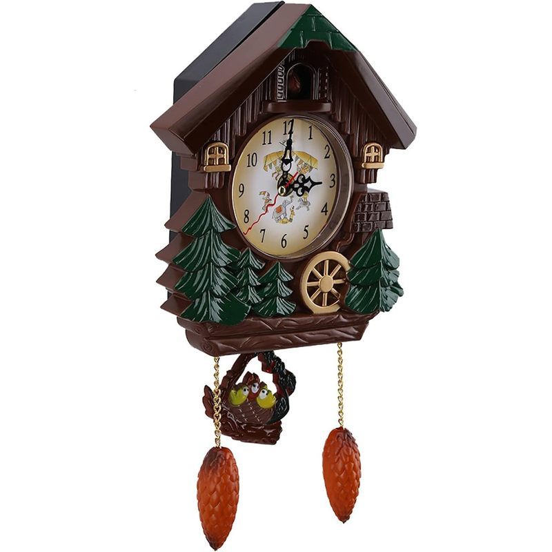 Horloge murale à coucou 32 cm, chalet et nid d'oisillons