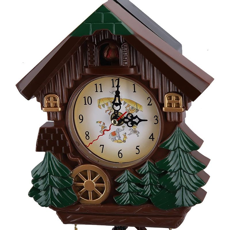 Horloge murale à coucou 32 cm, chalet et nid d'oisillons