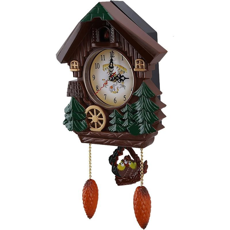 Horloge murale à coucou 32 cm, chalet et nid d'oisillons