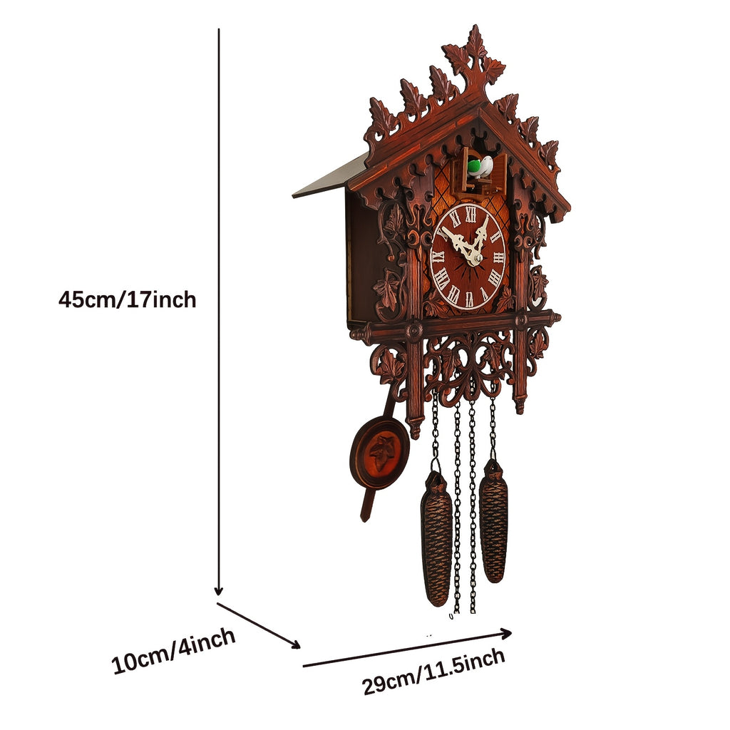Horloge murale à coucou 45 cm au décor de lierre sculpté