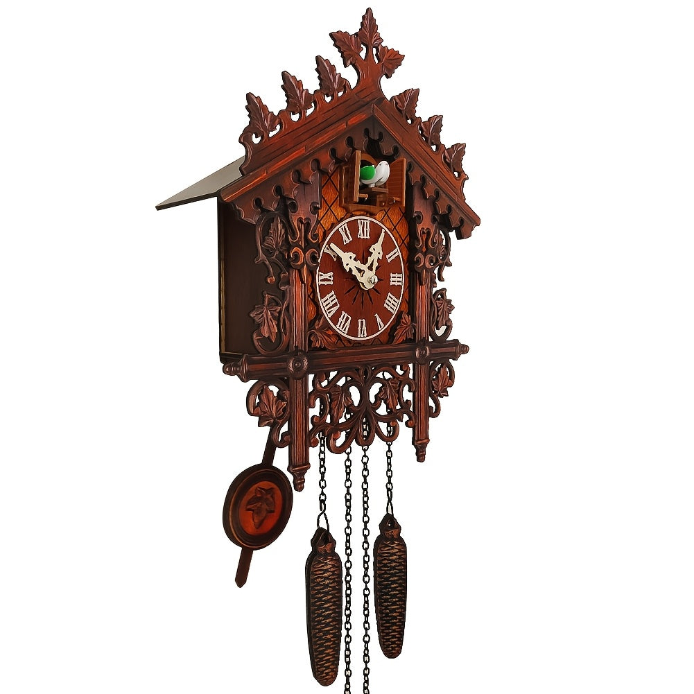 Horloge murale à coucou 45 cm au décor de lierre sculpté
