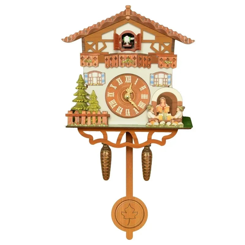 Horloge murale à coucou en bois, sept décors sculptés au choix