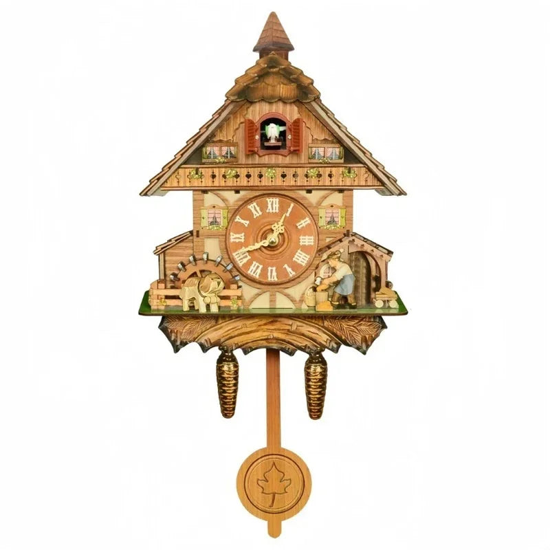 Horloge murale à coucou en bois, sept décors sculptés au choix