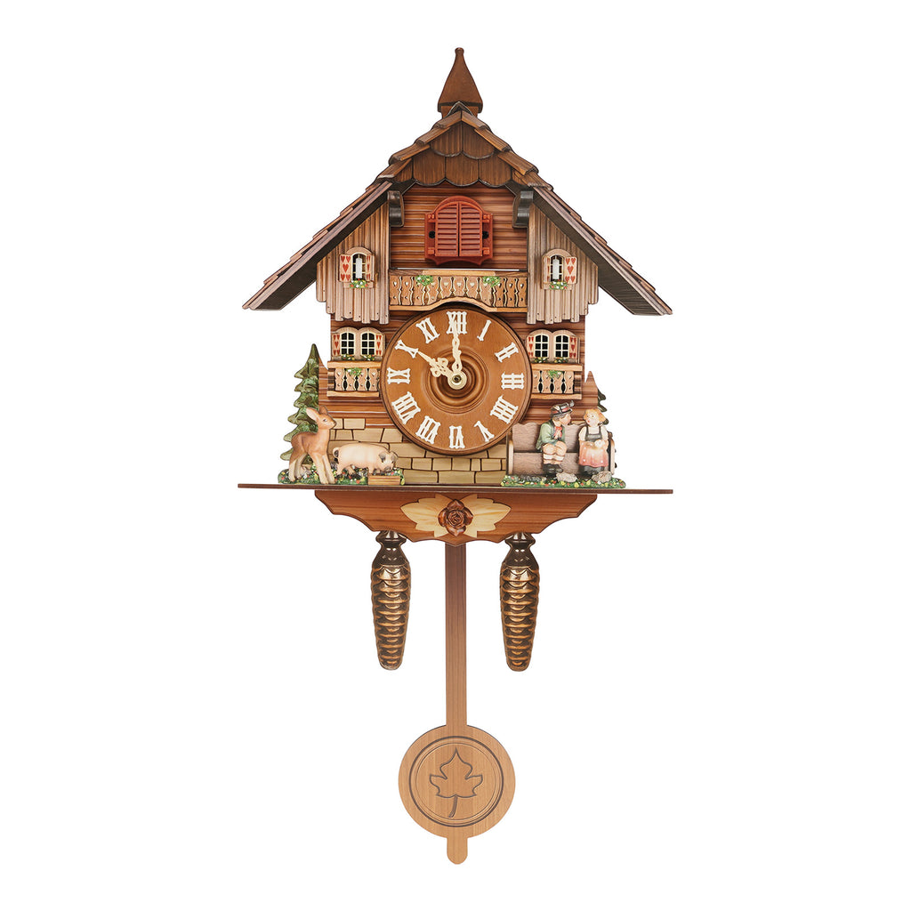 Horloge murale à coucou, maisonnette en panneaux découpés