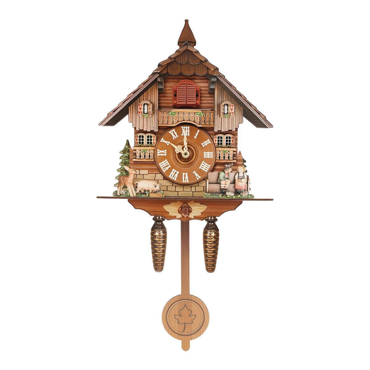 Horloge murale à coucou, maisonnette en panneaux découpés