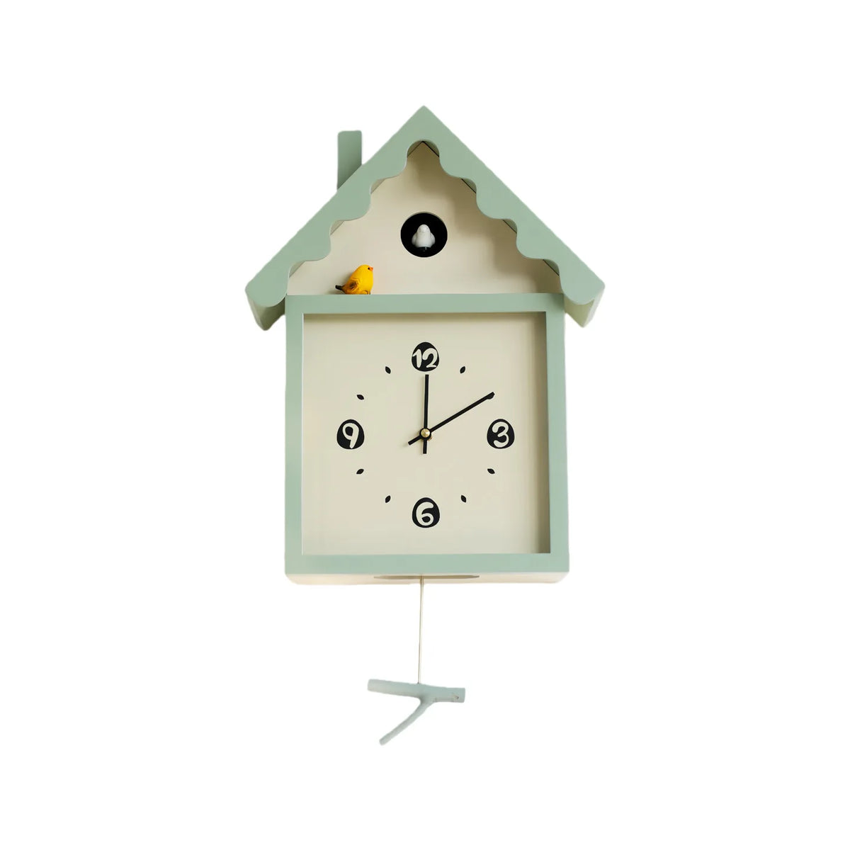 Horloge murale à coucou scandinave en bois d'okoumé 30x52 cm