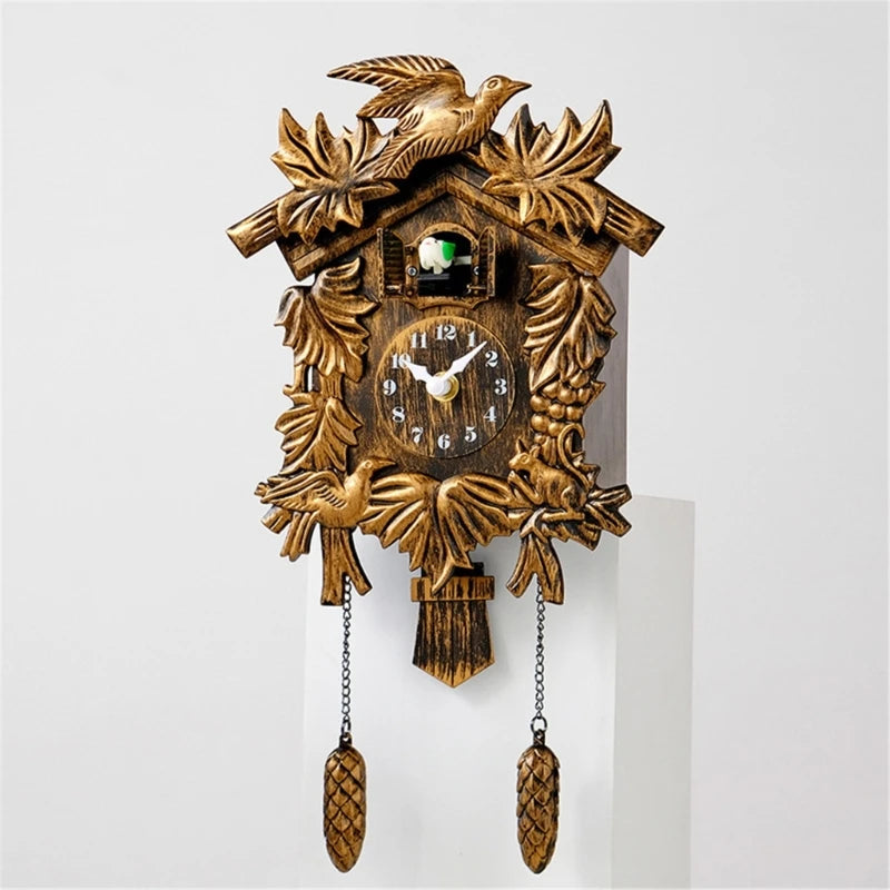 Horloge murale à coucou sculptée de 24 cm, volume réglable