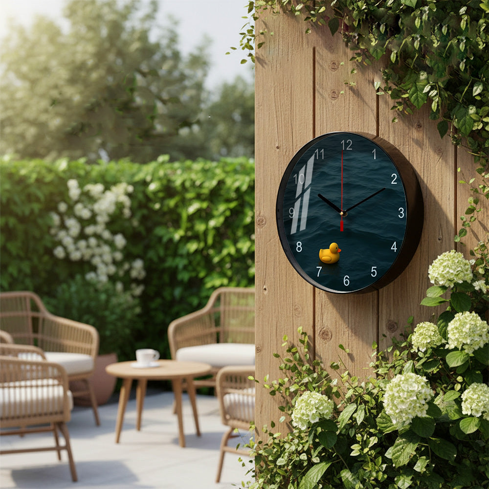 Horloge murale ronde 20 ou 30 cm — Cadran eau et canard jaune