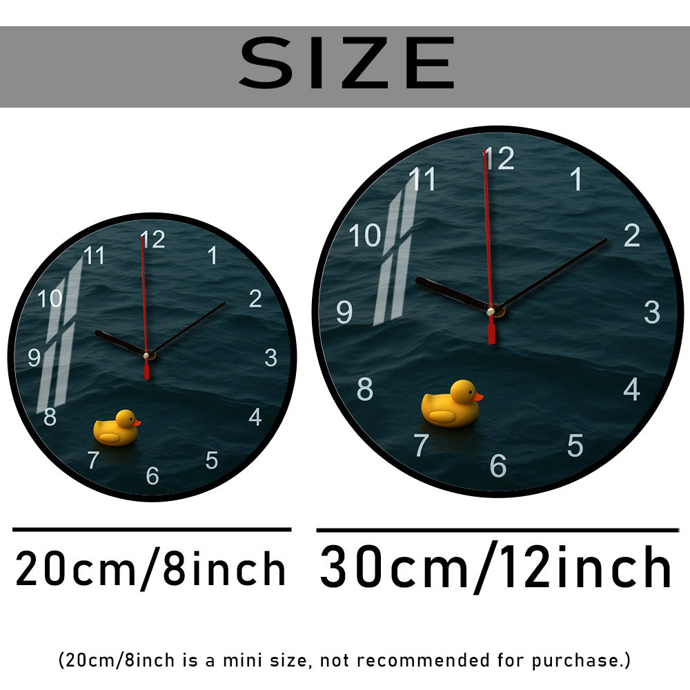 Horloge murale ronde 20 ou 30 cm — Cadran eau et canard jaune