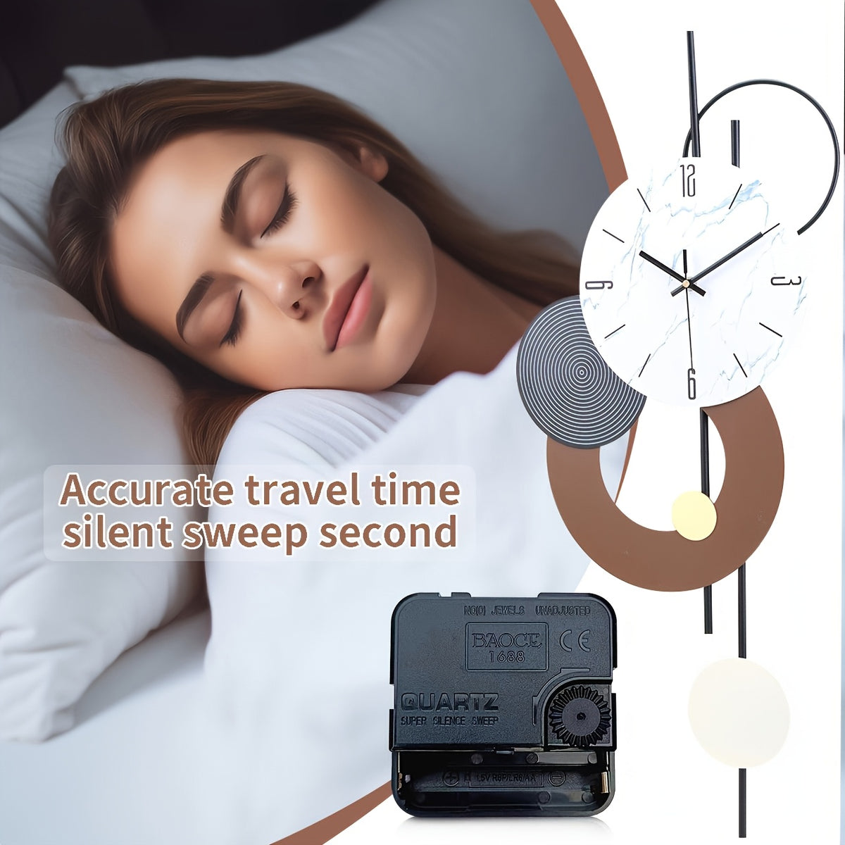 Horloge murale design en fer, cadran effet marbre 70 cm